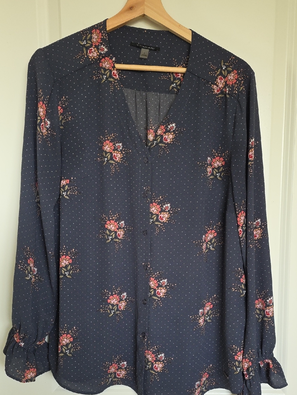 T Tahari Floral Button-Front Blouse